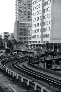 The Driverless Train Curves Up Above