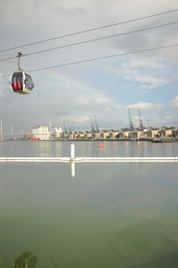 A rainbow above the cable cars